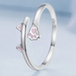 Silver Pink Cat Opening Ring